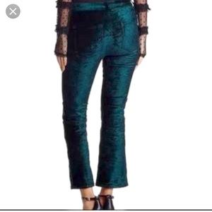 free people velvet cropped flare pants emerald.